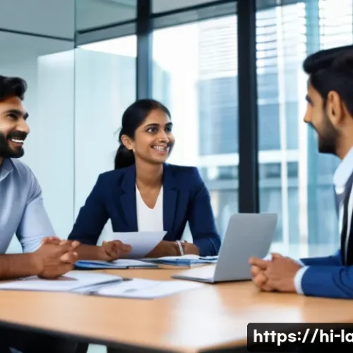 Home 33 프랑스어 실무에 필요한 필수 단어 - A professional Indian office setting with diverse colleagues engaged in a team meeting, showcasing c...