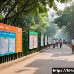 Home 20 프랑스어 자격증 시험 장소 정보 - A calm and well-organized Hindi exam center near a residential area in India, showing a modern build...